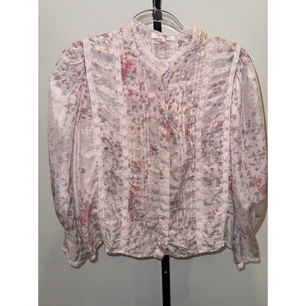 LoveShackFancy - Pink Floral Print Blouse - Womens Small - Picture 10 of 11
